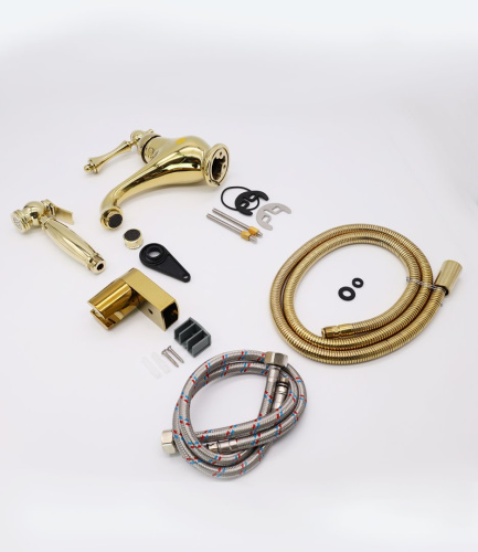 Смеситель для раковины с гигиеническим душем Ganzer GZ77051-E золото