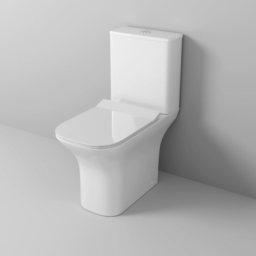 Унитаз напольный Grossman Classic GR-4464SQ (640х350х800) безободковый, белый с тонкой крышкой, микролифт, смыв торнадо