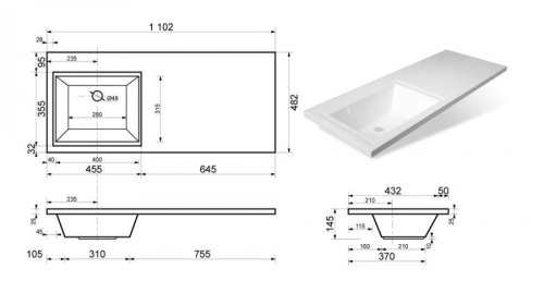 Умывальник Style Line Даллас/Эстетика  1100*480, левый