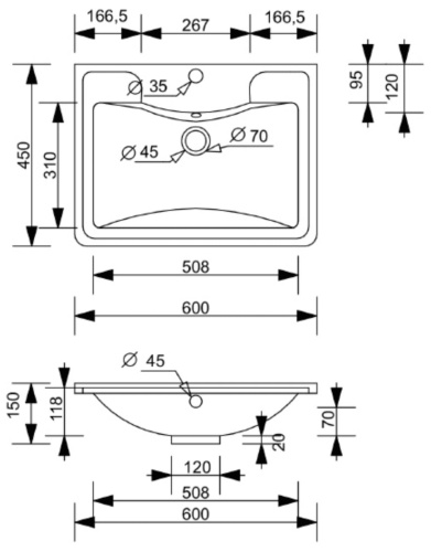 Умывальник Атлантик 60