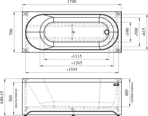 Акриловая ванна Радомир с каркасом Радомир Виктория 170х70 2-01-0-0-1-245Р