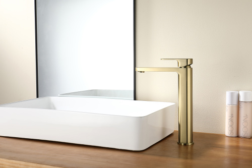 Высокий латунный смеситель Ganzer GZ06112-S, матовое золото.