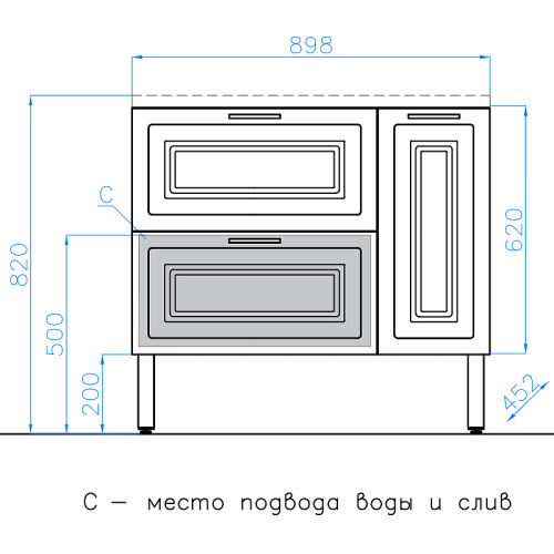 Тумба под раковину Style Line Альба 90 R Люкс Plus ЛС-000010054 Белая (без раковины)