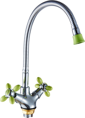 Двухвентильный смеситель для кухни Hansen H52052-T зеленый/хром
