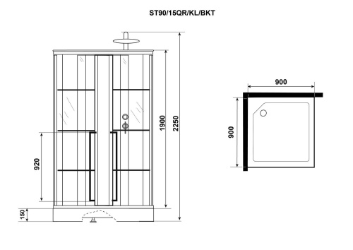Душевая кабина Niagara Standart ST90/15QR/KL/BKT (900х900х2250) 3 места