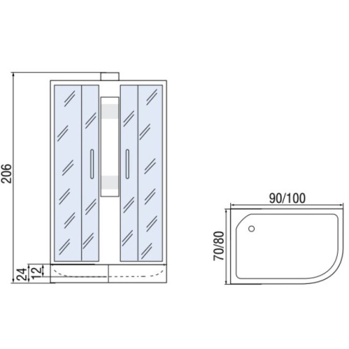 Душевая кабина Мономах Б/К 100x70x24 МЗ L 10000005807 без гидромассажа