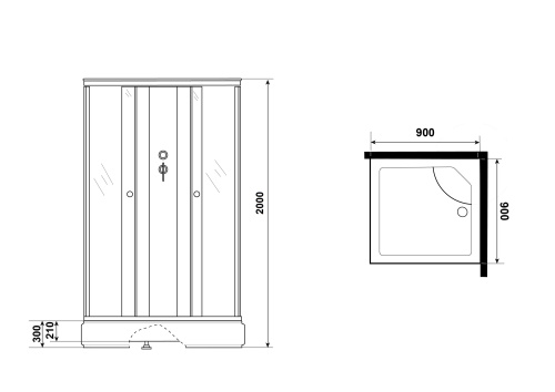 Душевая кабина Niagara Eco E90/26Q/TN/BK (900х900х2000) 4 места