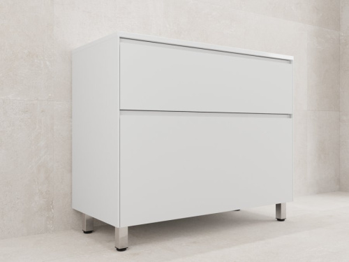 Тумба напольная Style Line ЛИМА 100 эмаль, 2 ящ., PLUS, белый матовый