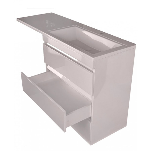 Тумба напольная "Даллас 150", 3 ящика, Люкс белая, PLUS