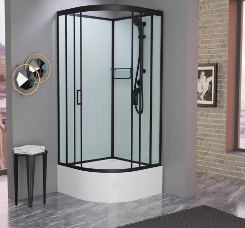 Душевая кабина Frank F409/2 М Black высокий поддон б/к