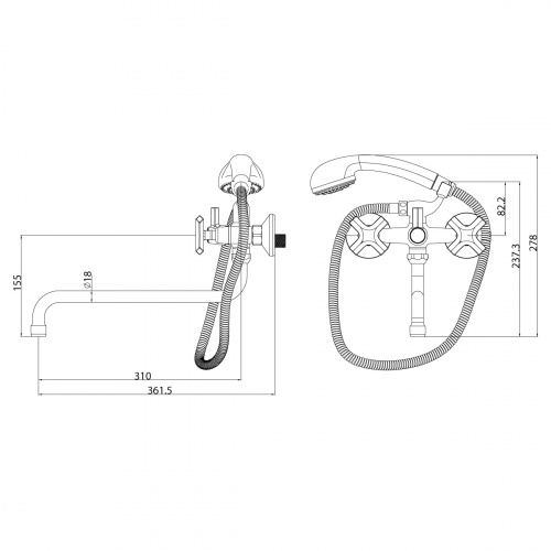 Смеситель для ванны Lemark Promotion LM6051C, хром с душем