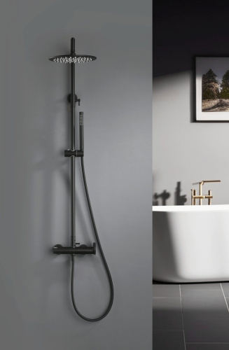 Душевая система с тропическим душем без излива Ganzer GZ19160-Q, графит