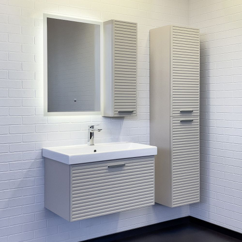 Тумба-умывальник Comforty Касабланка-80 серый шёлк с раковиной Moduo 80