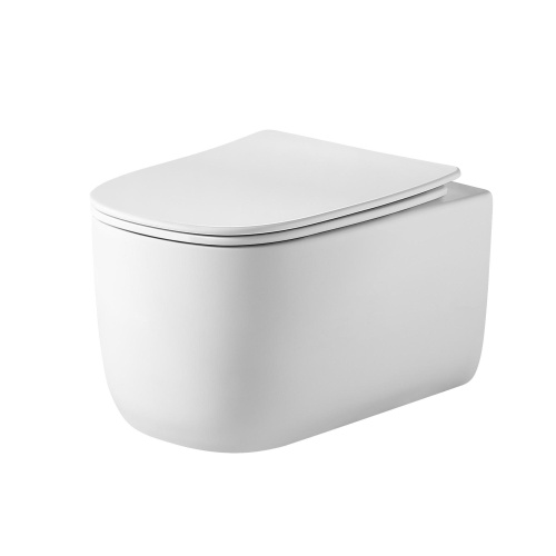 Унитаз подвесной Grossman Thin Rim GR-5605SQ (520х374х355) тонкий ободок, белый с тонкой крышкой, микролифт, смыв торнадо
