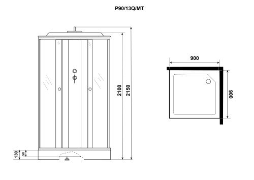Душевая кабина Niagara Promo P90/13Q/MT (900х900х2150) 3 места