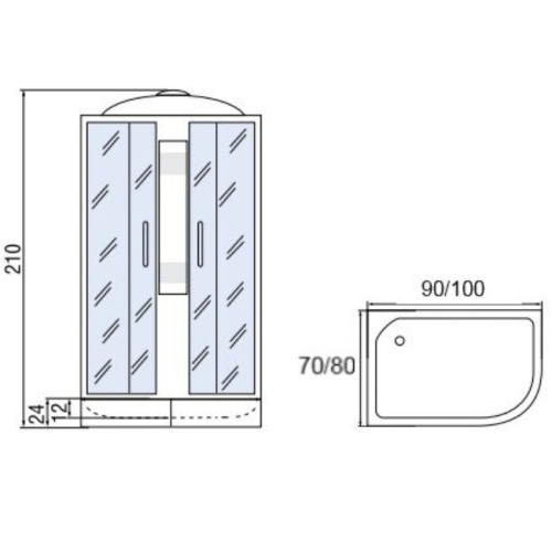Душевая кабина Мономах 90x70x24 МЗ L 10000005815 без гидромассажа