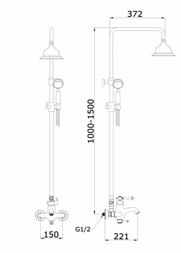 Душевая система с тропическим душем Ganzer GZ77061-C, черный