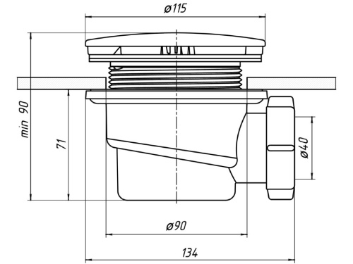 Сифон для поддона Triton D90мм