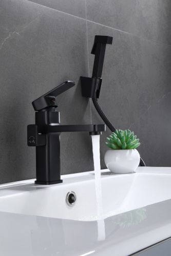 Смеситель для раковины с гигиеническим душем Ganzer GZ12053-C черный